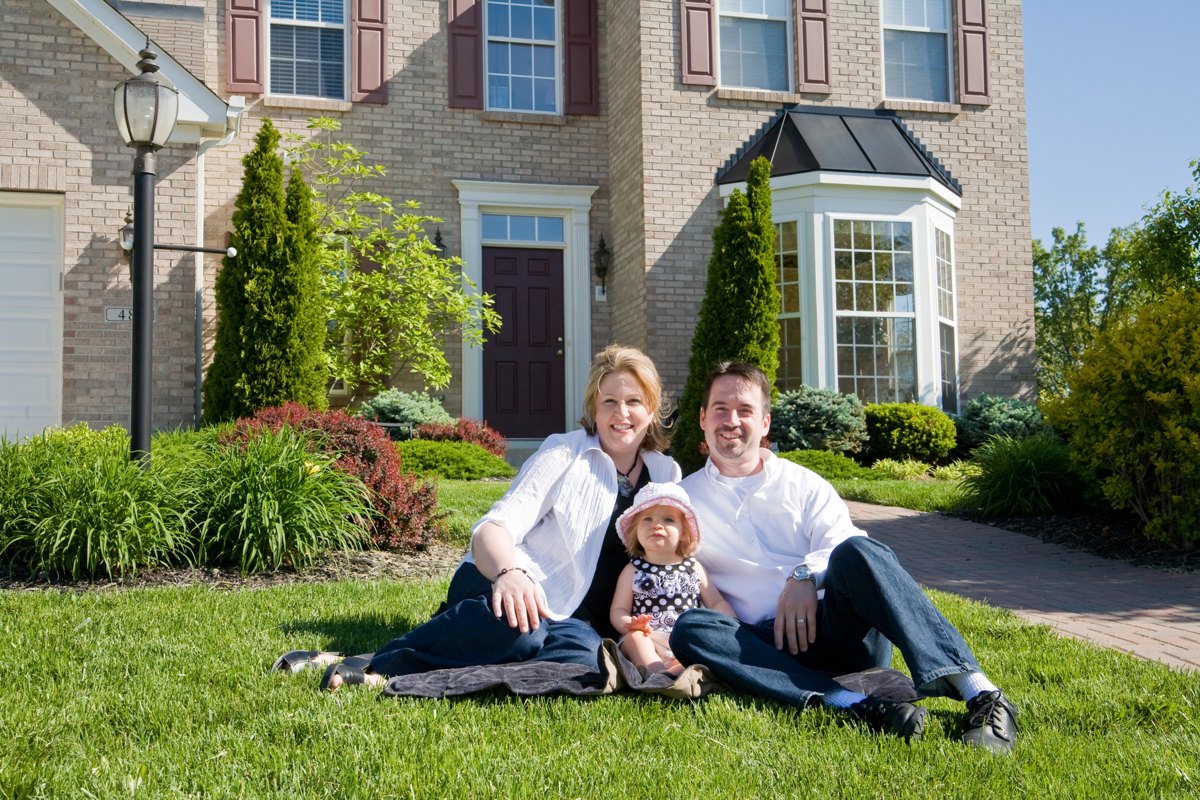 Family outside their home